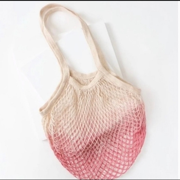 Reusable Produce Fruit Vegetable Bag Natural Cotton Crochet Woven Grocery Tote - Picture 2 of 3